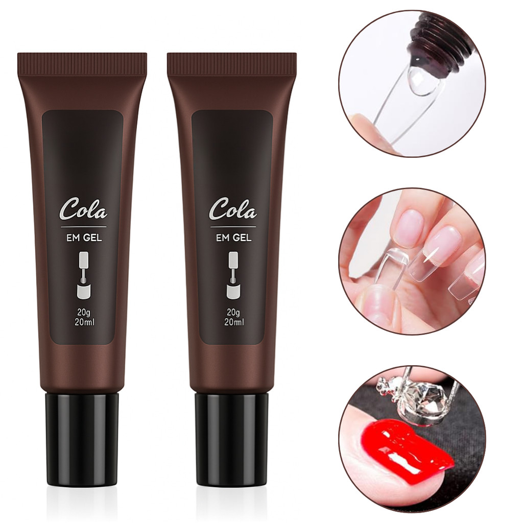 2 Un Cola De Unha Postiça Solida Em Gel UV/LED 20g Tips Alongamento Acrigel Transparente