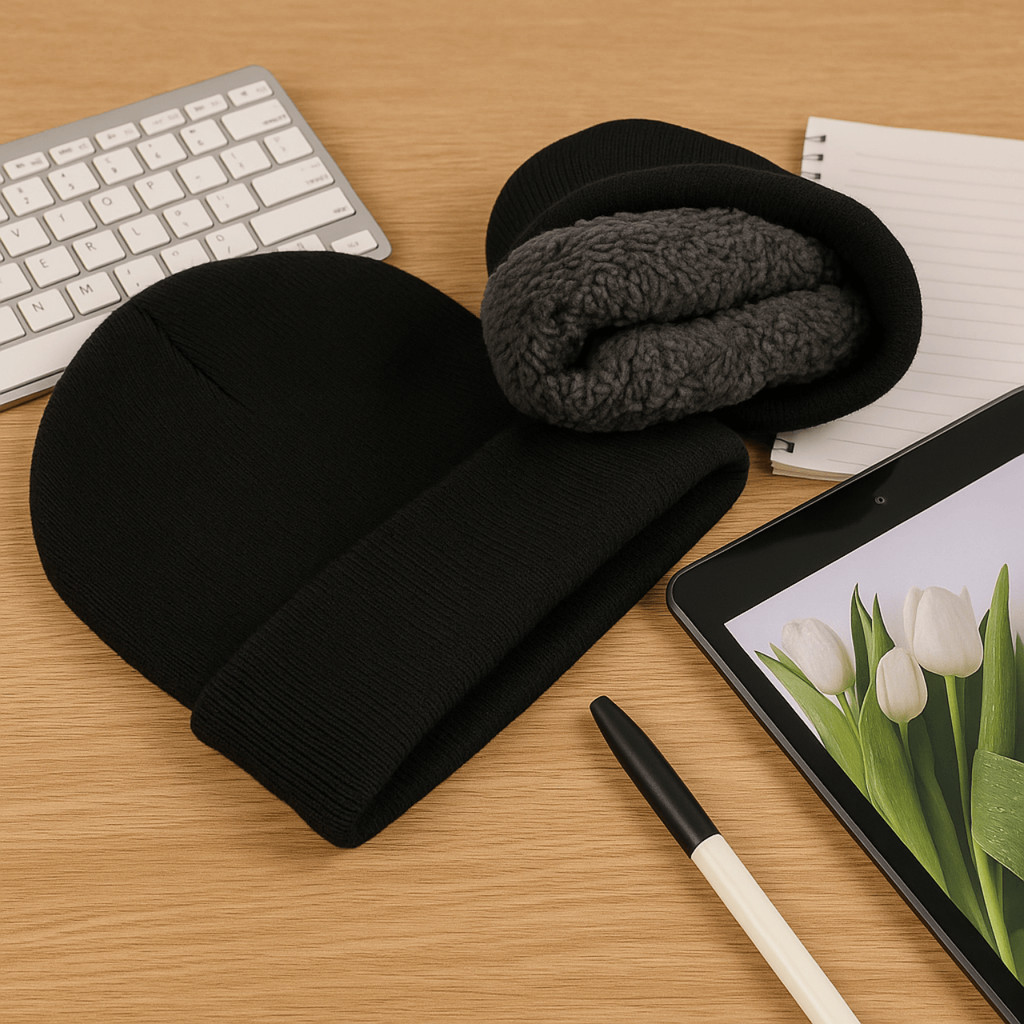 Touca Forro Peluciado Masculina Lã Preta Inverno Frio Liso Toca de Frio Adulto Forrada Peluciada