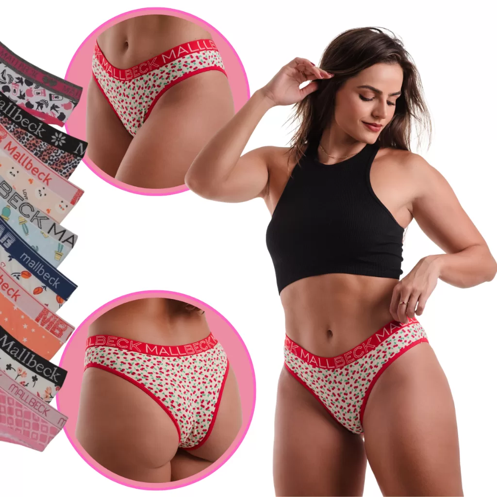 KIT 5 calcinhas conforto elástico exposto Mallbeck