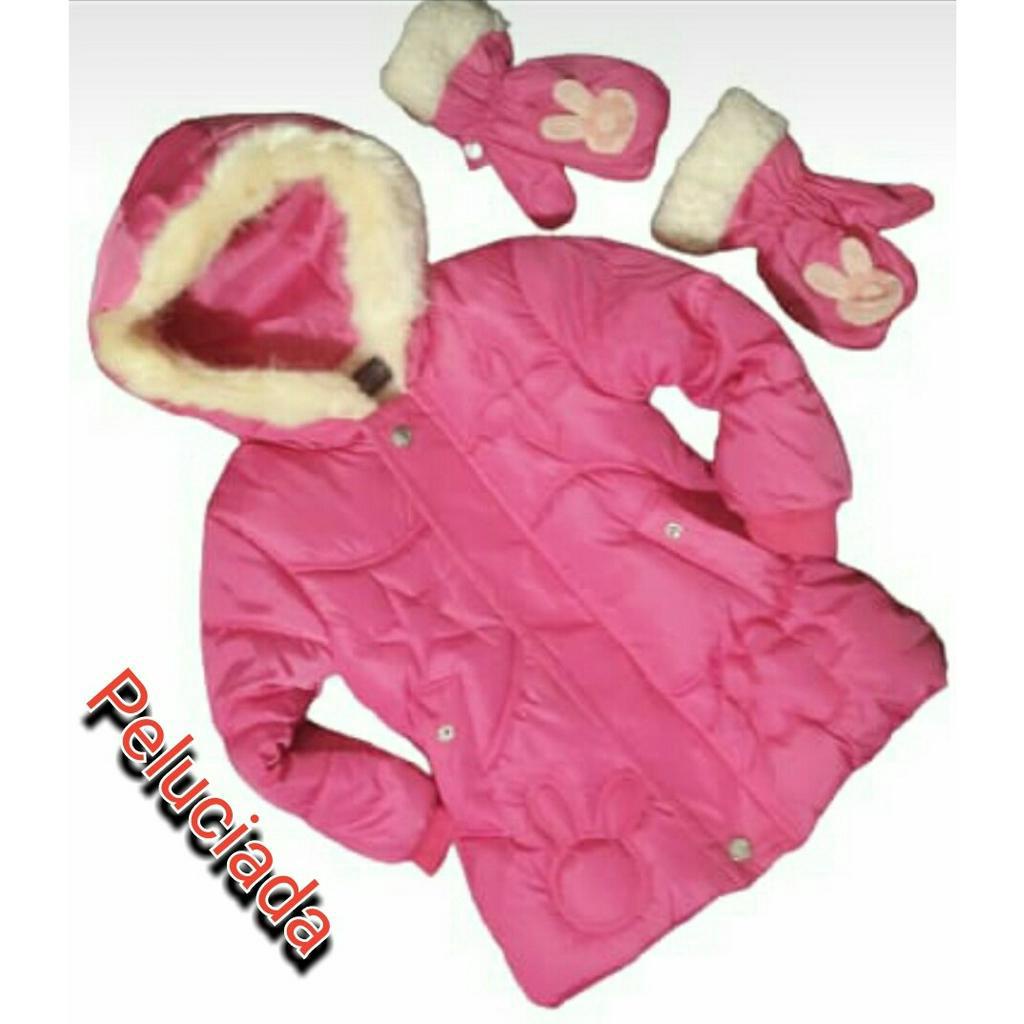 Jaqueta Infantil Menina Nylon Peluciada Sobretudo Inverno Quentinha Capuz Luvas