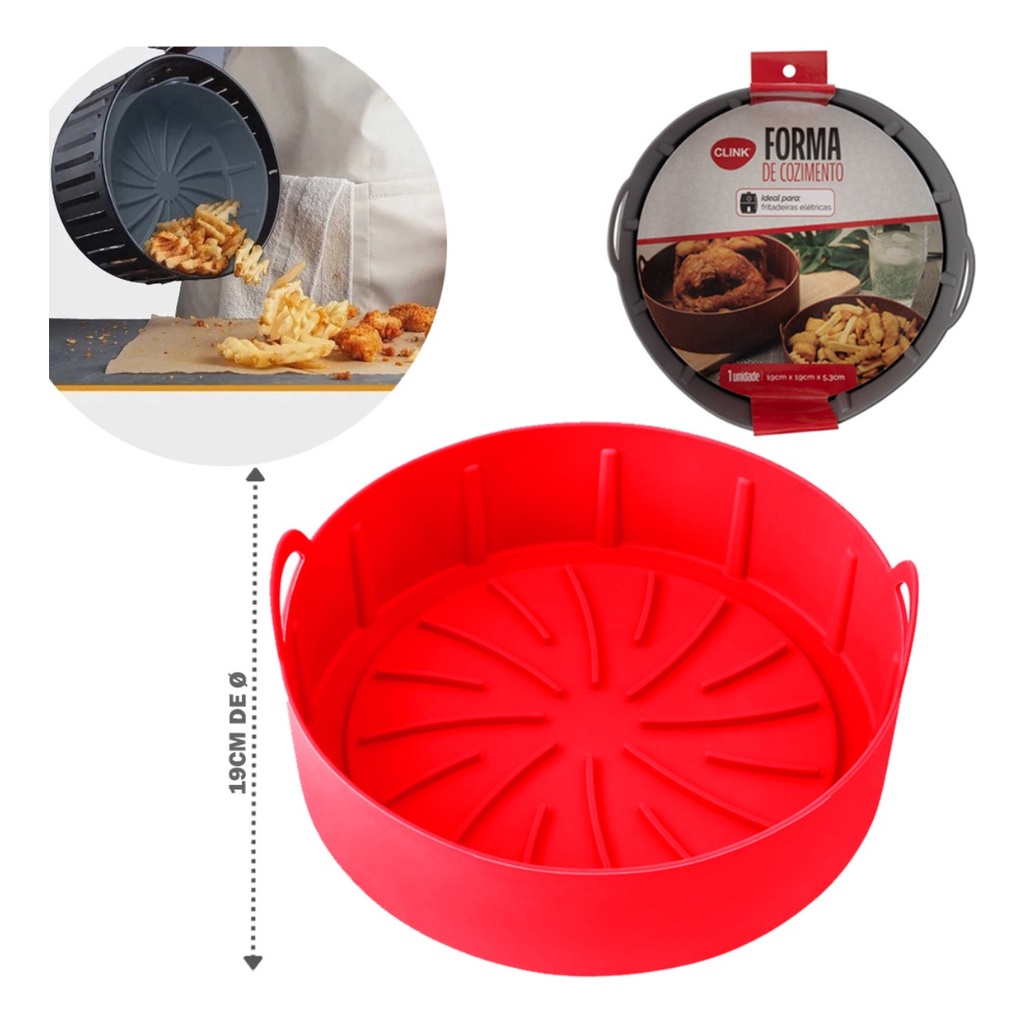Forma Silicone Para Fritadeira Elétrica Air Fryer 19cm Clink
