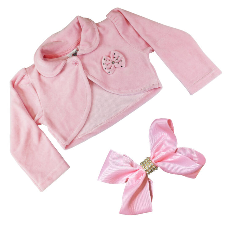Bolero Infantil Com Laço Rosa Plush Menina Festa 