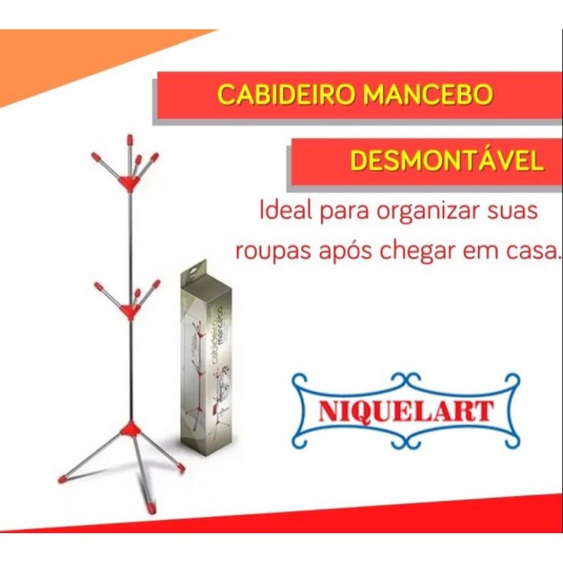 Mancebo Cabideiro Desmontável 7 Ganchos Inox Metel Plásticos Suporte De Agasalhos Roupas
