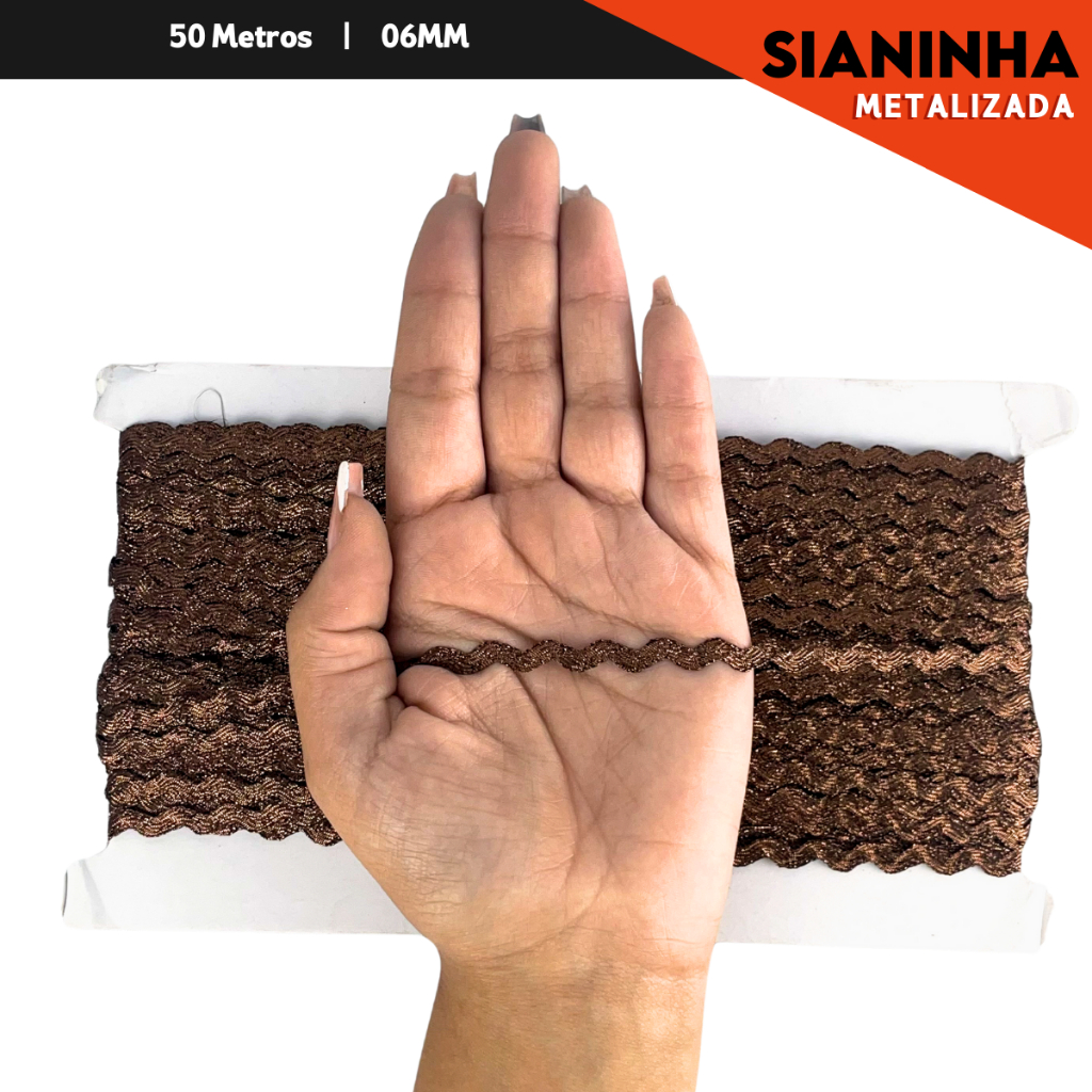 Sianinha de Poliéster – 6 mm – Rolo com 50 Metros Marrom Havana – 290