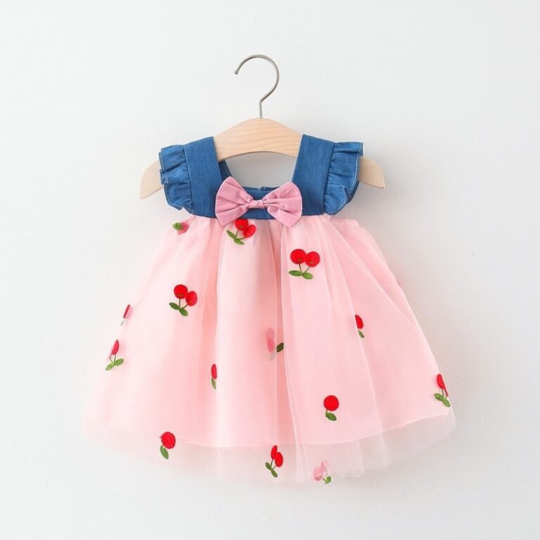 Vestido De Bebê Verão Malha De Ganga Estilo Core