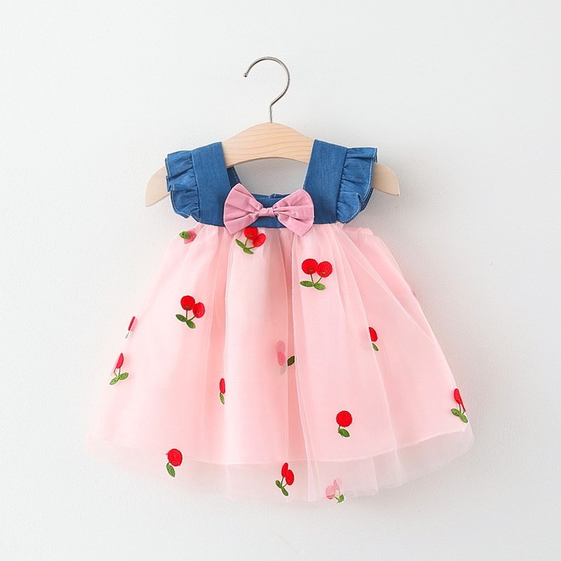 Vestido De Bebê Verão Malha De Ganga Estilo Coreano Para Bordado De Menina Princesa