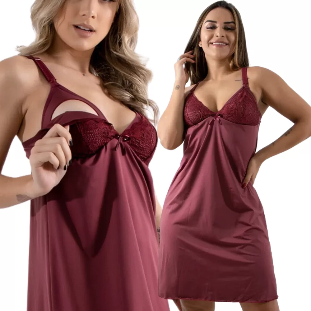 Camisola Amamentação Abre Fácil Gestante Grávida Pijama Conforto Pós Parto Maternidade Microfibra