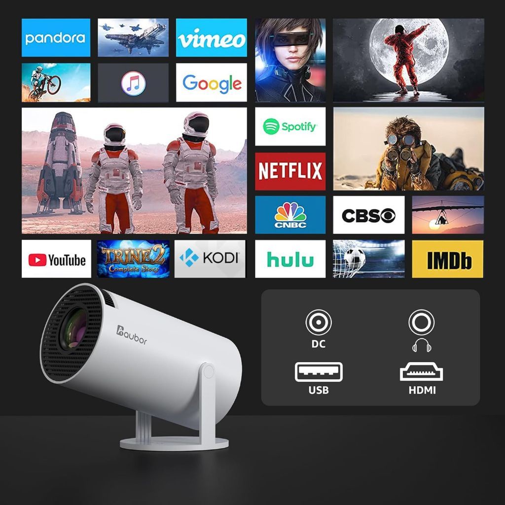 Projetor HY300 Original Portátil Smart Android 11 4K Ultra HD HDMI Wifi Bluetooth Alto Falante Embut