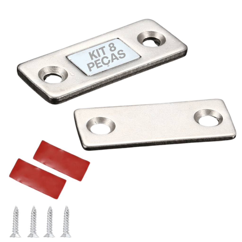 Fecho Magnético Ultra Forte Neodímio Porta Armário Gaveta Kit 8 Peças com Parafusos
