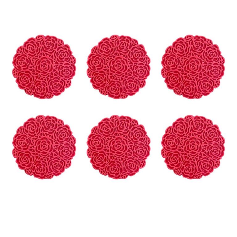 6 Porta Copos Flora (Rosa) Bolachinha Emborrachada