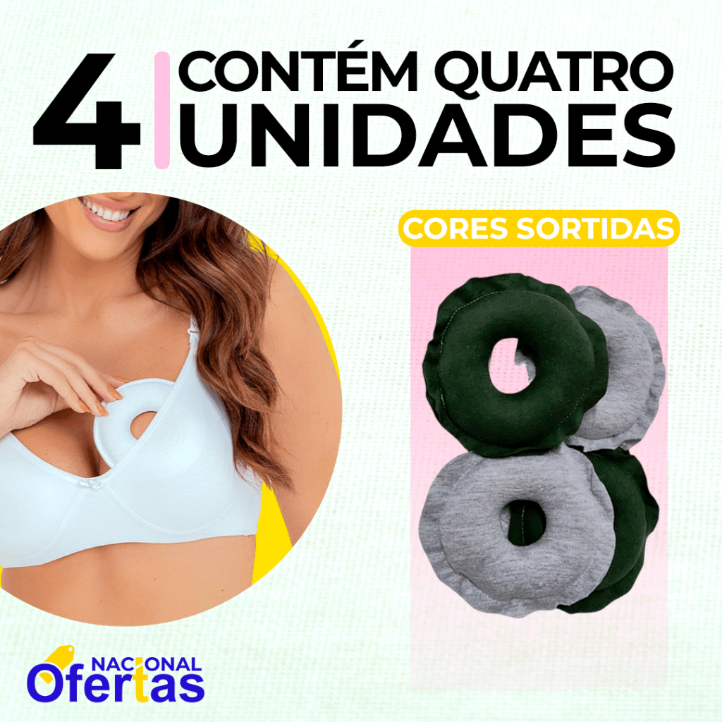 Kit Com 2 Pares 4 Unidades Protetores Rosquinhas Amamentação