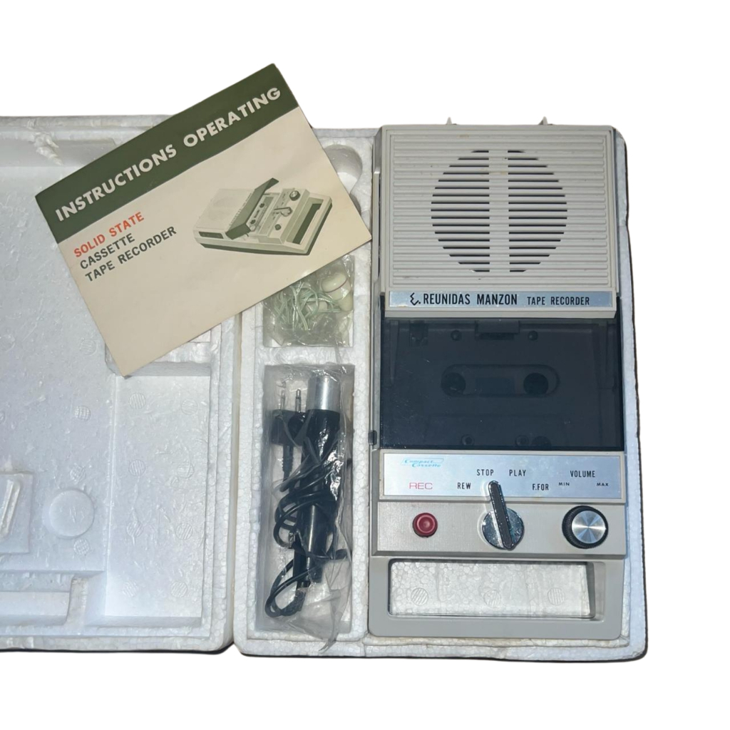 GRAVADOR VINTAGE ANOS 70 COM CAIXA E MANUAL – COMPLETO RARO
