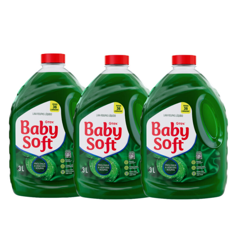 Kit 3 Lava Roupas Líquido Baby Soft Total Max 3L 