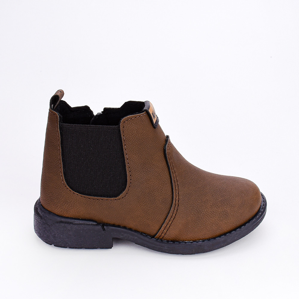 Bota Coturno Infantil Kidy Max Fecho Duplo Café e Preto