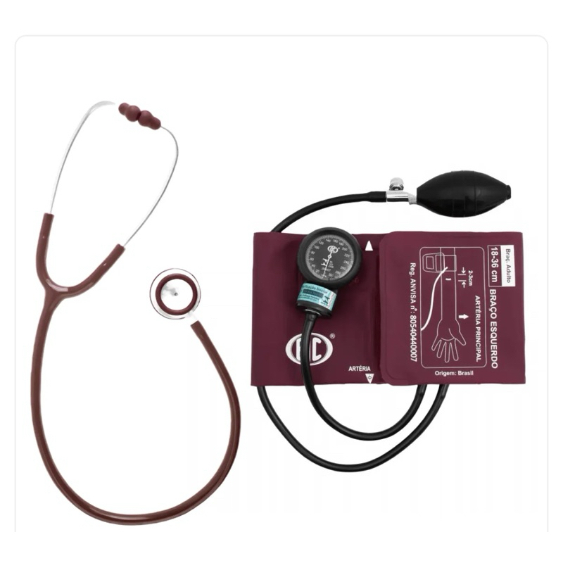 BIC – Conjunto Esfigmomanômetro + Estetoscópio Vinho New Innova Plus BIC Bordo/vinho
