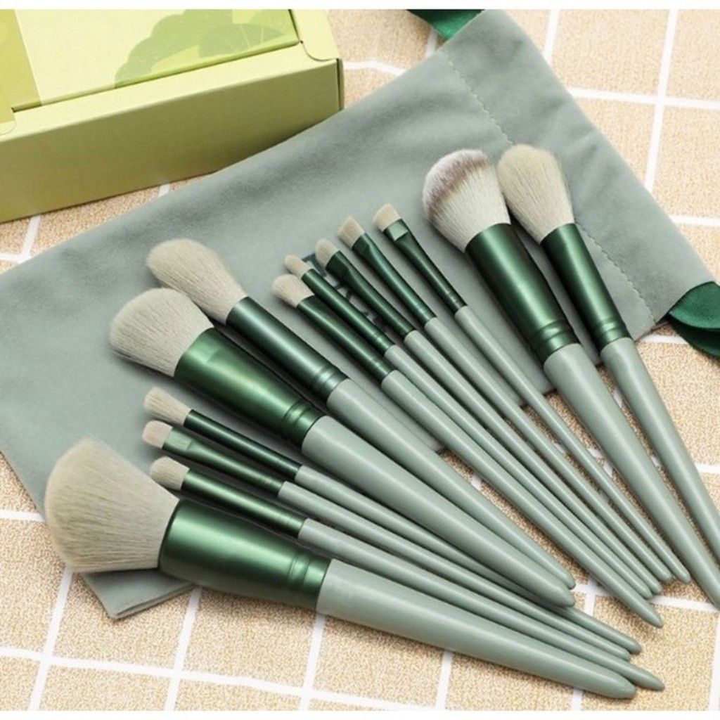 Kit 13 Pçs Pincéis de Maquiagem Com Bolsa de Veludo Contorno Kabuki Profissional Várias Cores Dispon