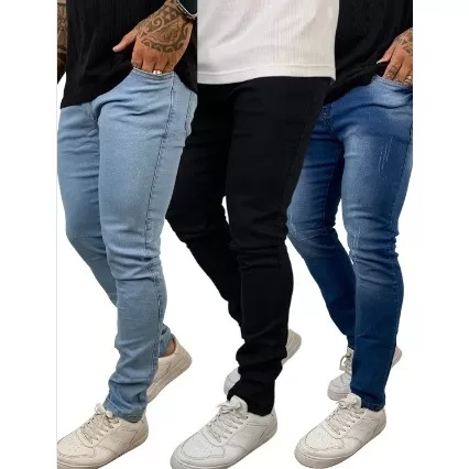 Kit 3 calças jeans masculina Super Skinny origina