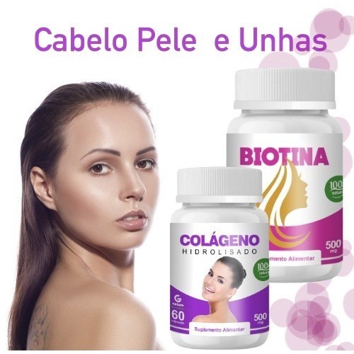 KIT Biotina  60 Cáps + Colágeno 60 Cáps Envio I