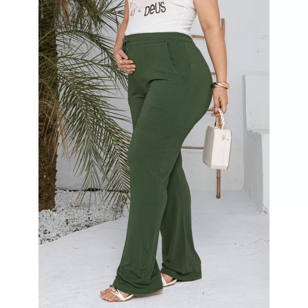 Calça gestante com bolso cintura elastica ajustável ao crescimento barriga tecido viscolycra calça p