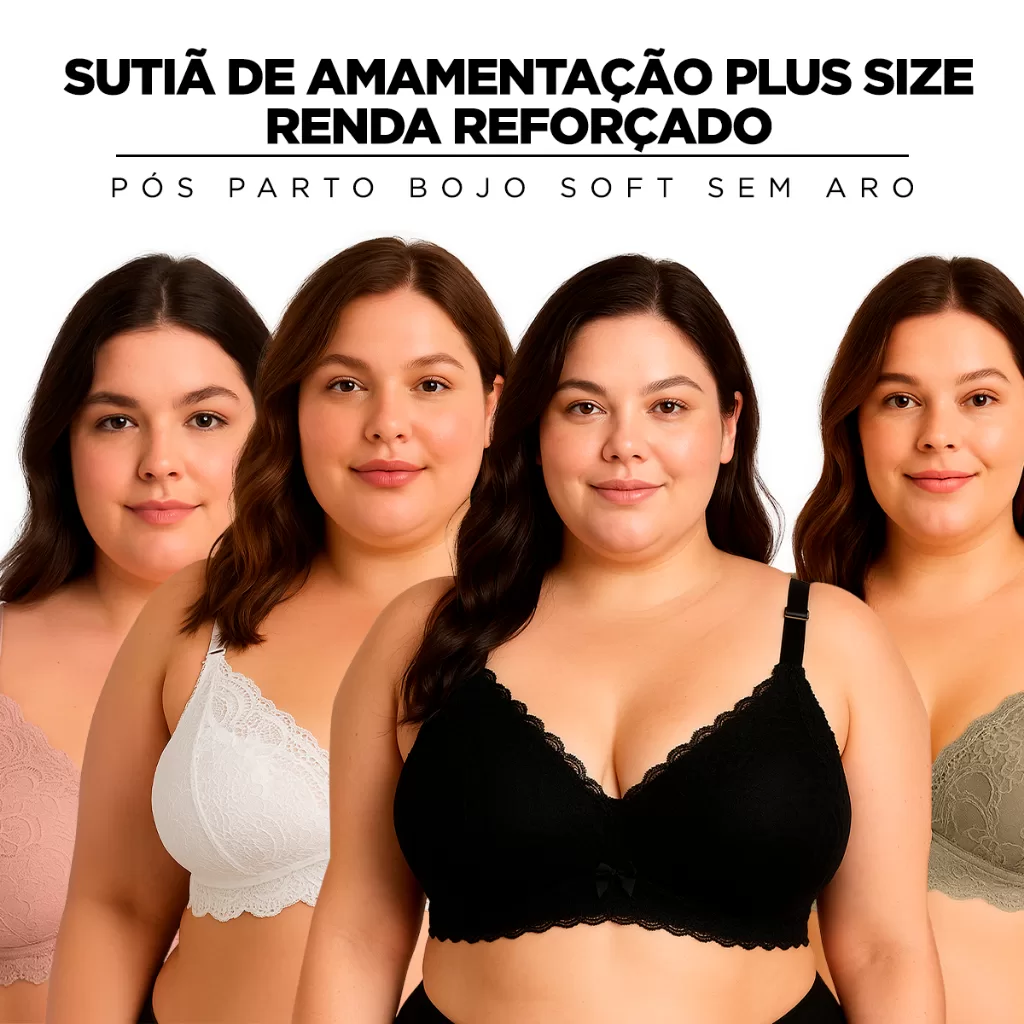 Sutiã Amamentação Plus Size Bojo Soft, Sem Aro, Alça Reforçada