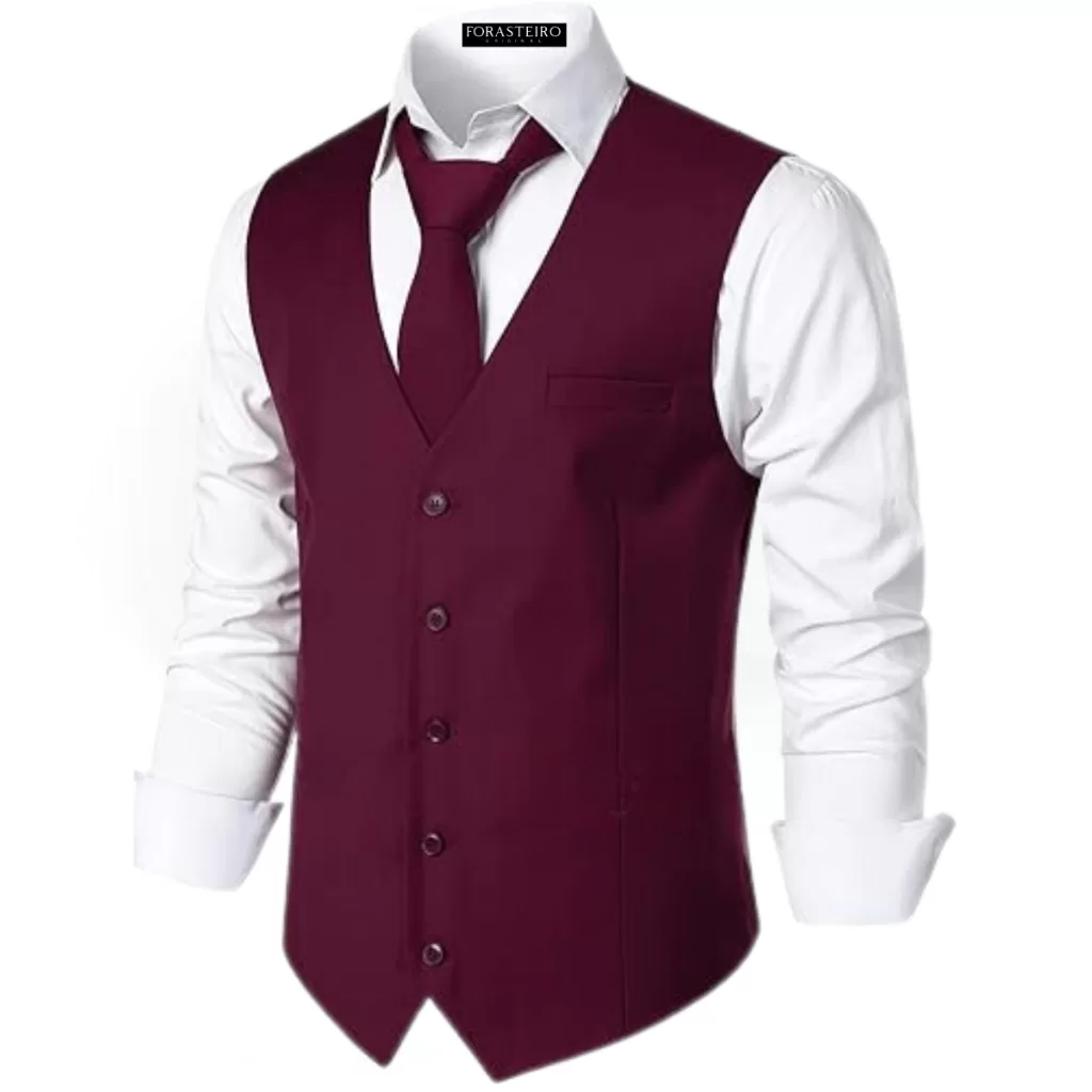 Colete Social Masculino Oxford Vinho Bordo Executivo + Barato