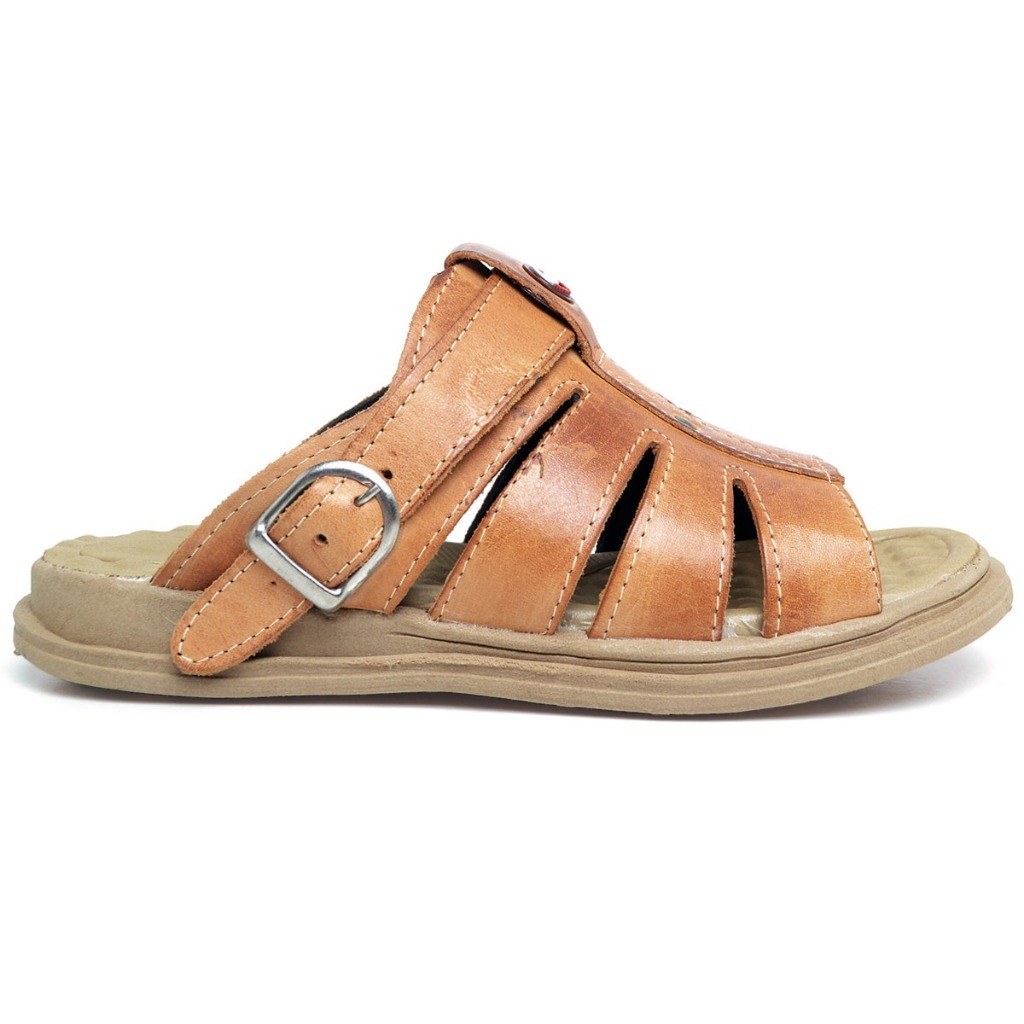 Sandália Chinela Masculina Ortopédica Em Couro Legitimo Havana