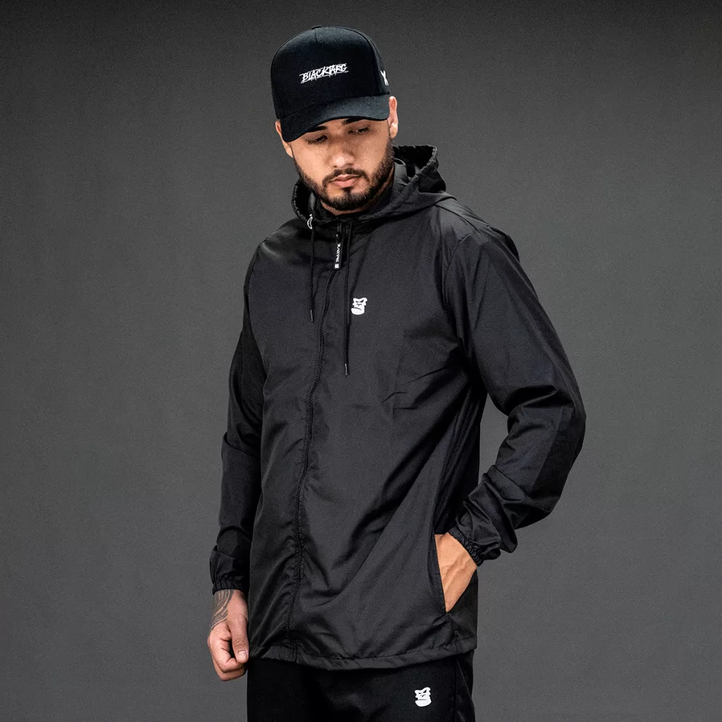 Jaqueta Corta Vento Masculina Impermeável Capuz Ultra Leve Academia Caminhada Ar Livre – Black Targ