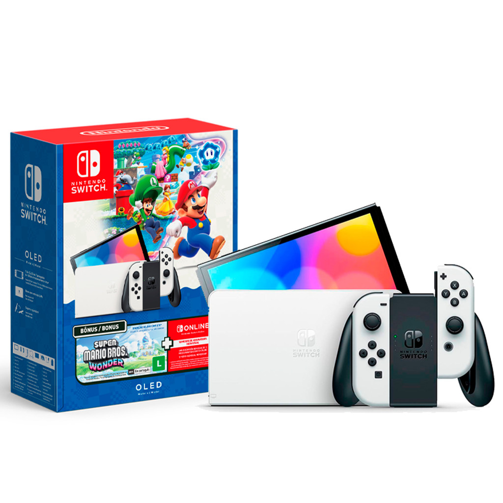 Console Nintendo Switch Oled 64gb Edição Super Mario Bros Wonder 3 Meses Assinatura Online Nintendo