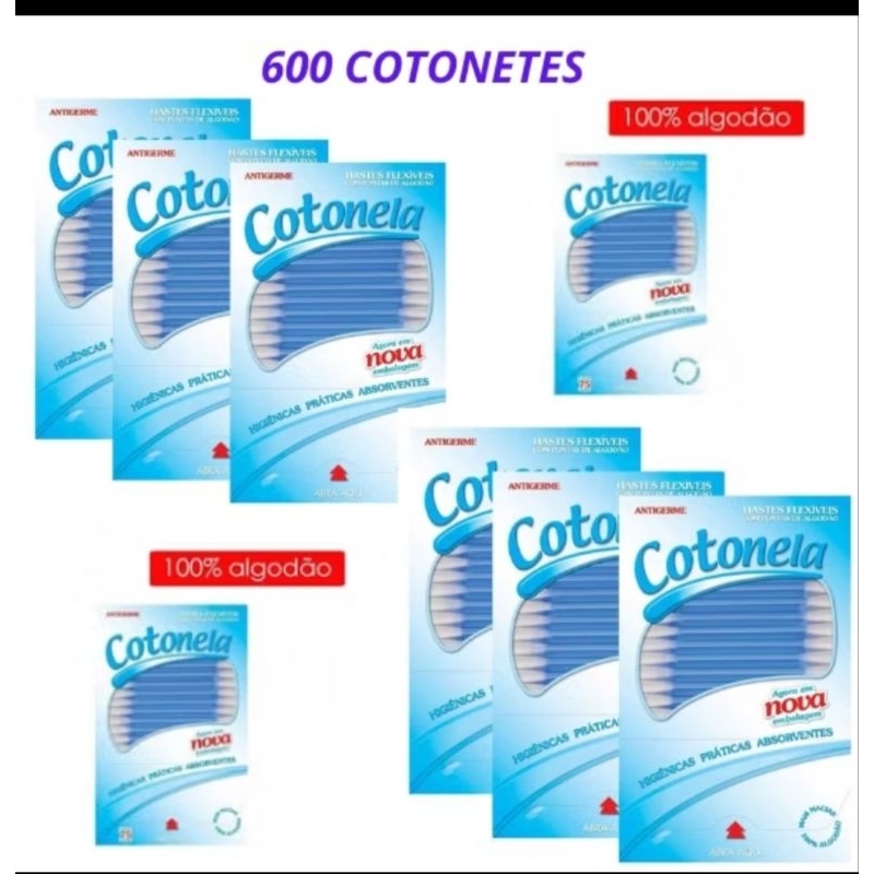 **Kit com 600 Cotonetes Cotonela – 100% Algodão**