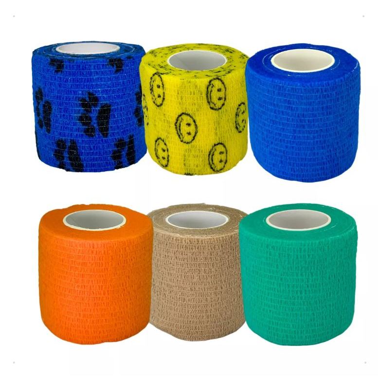 Kit 4un Bandagem Elástica Flexível S/ Látex 5cm Várias Cores Atadura adesiva tape antialérgico Thumb