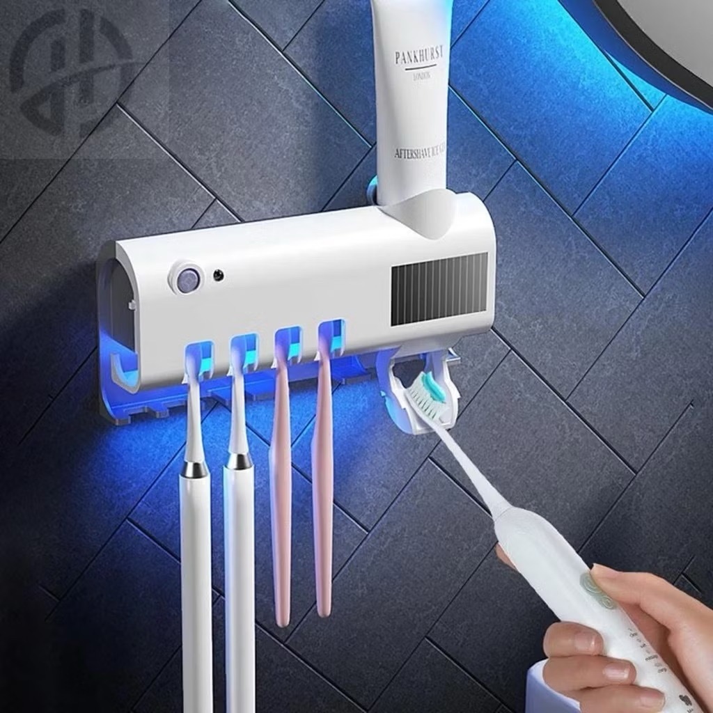 Porta Escova Dentes Com Esterilizador Uv Aplicador Pasta de Dente Suporte Dispenser Escova