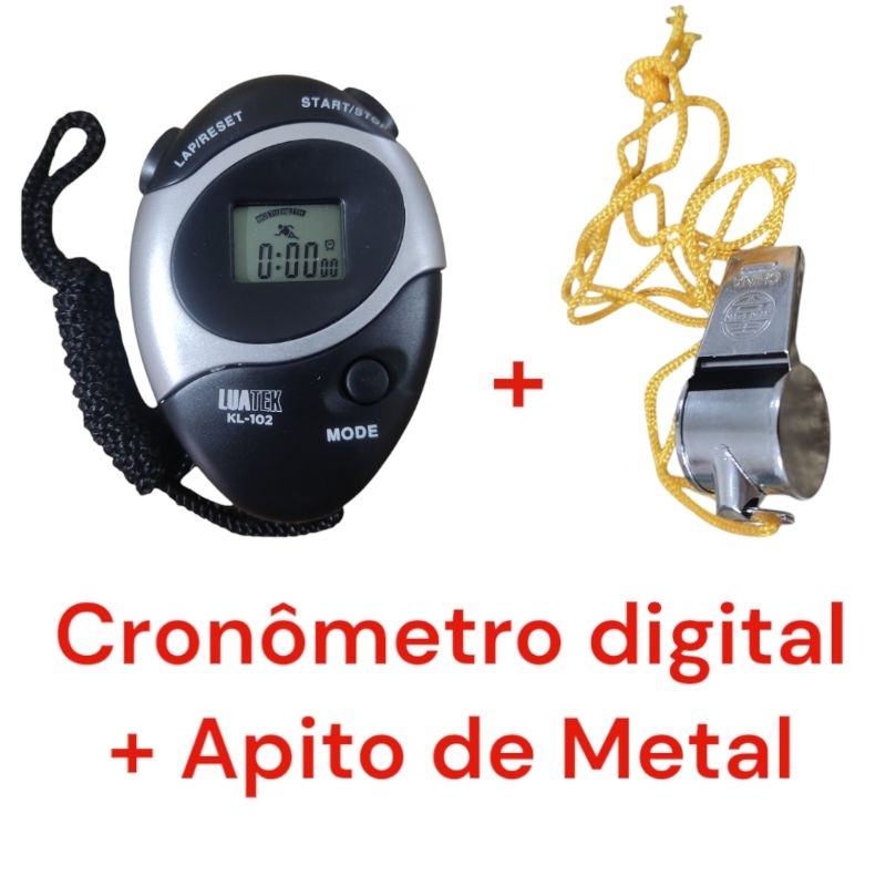 Cronômetro Digital + 01Apito De Metal Profissional