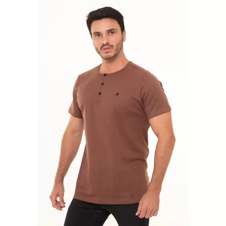 Camiseta Henley Slim Café