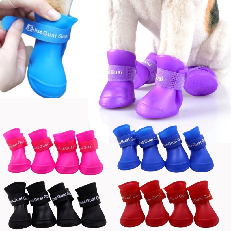 Tenis Botinha Sapato De Silicone Para Cachorro Flexível Antiderrapante Pet a Prova Dágua 4 Unidades