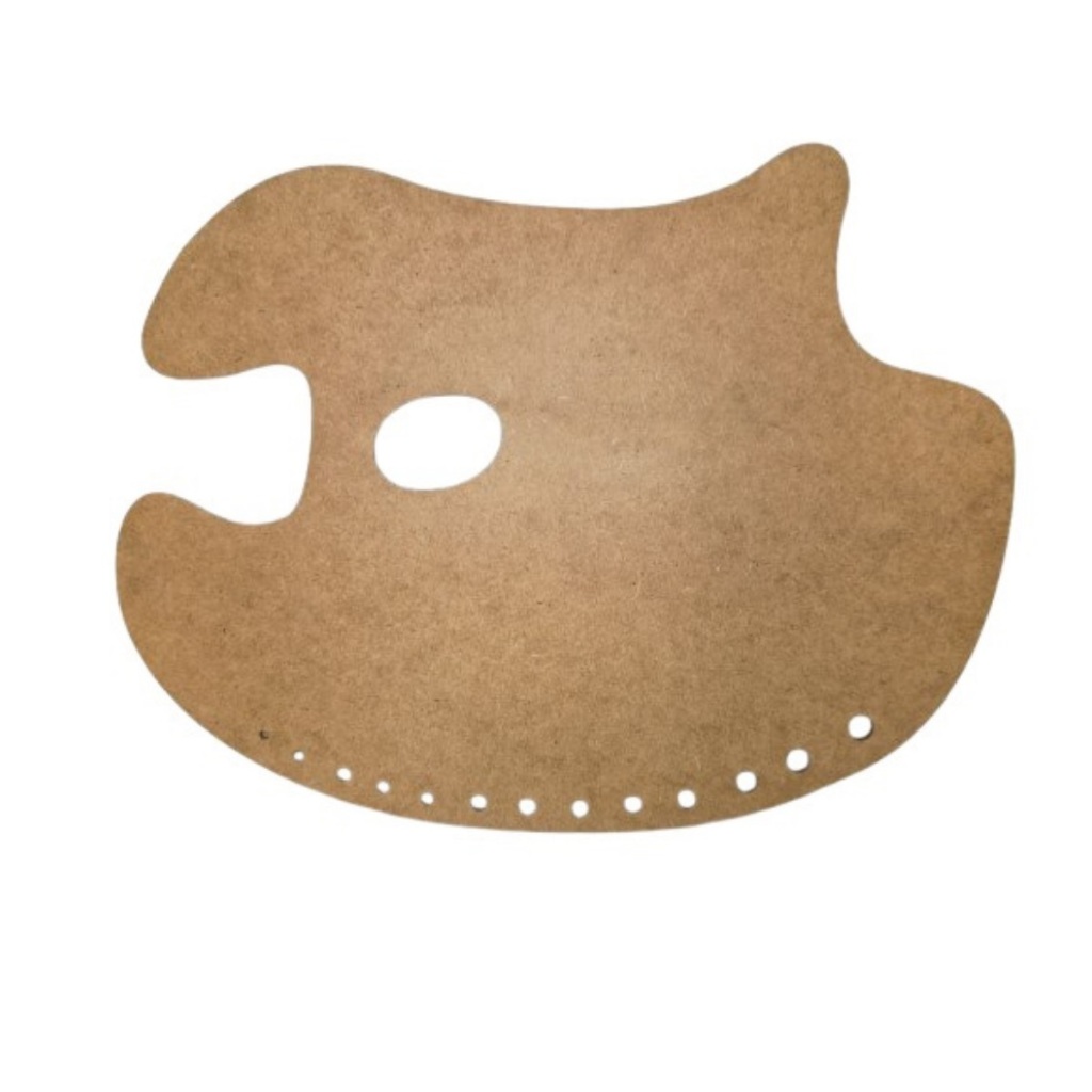 Gode Paleta p/ Pintura em Formato Anatômico Oval Grande MDF Natural 39×27 cm