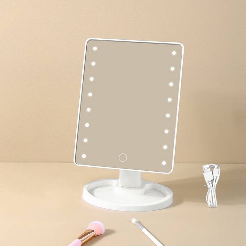 Espelho De Mesa Maquiagem Com 16 Leds Rotação Quadrado Touch Screen