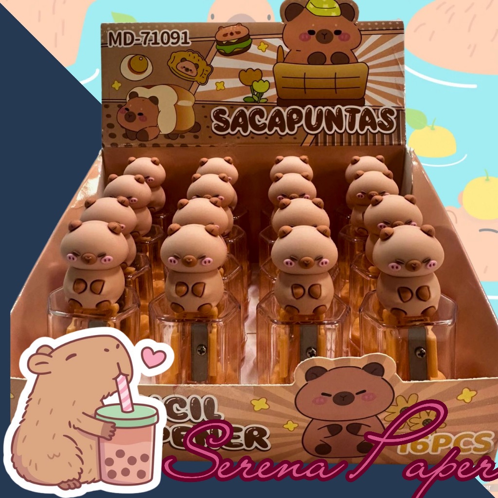 APONTADOR FOFO CAPIVARA COM DEPOSITO / CAPYBARA / PAPELARIA FOFA KAWAII / MATERIAL ESCOLAR