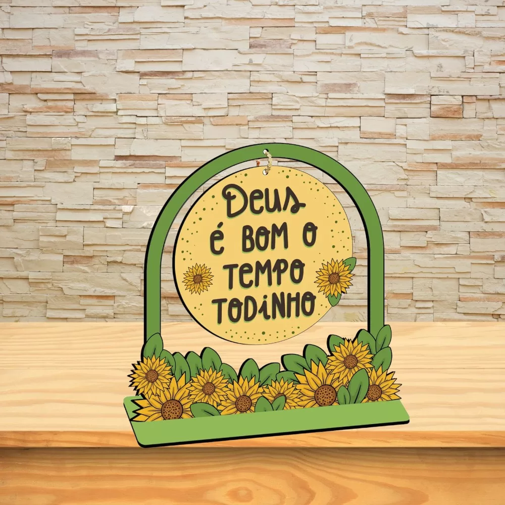 Decoração de mesa – Deus é bom – 20x20x7cm