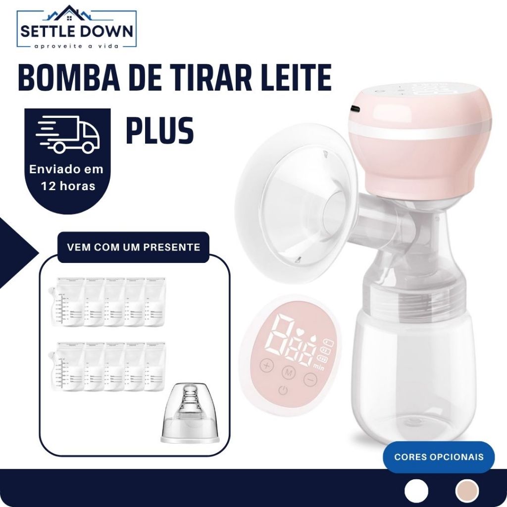 Bomba de tirar leite Bomba elétrica de tirar leite + 10 Sacos Para Armazenamento de Leite Portátil B