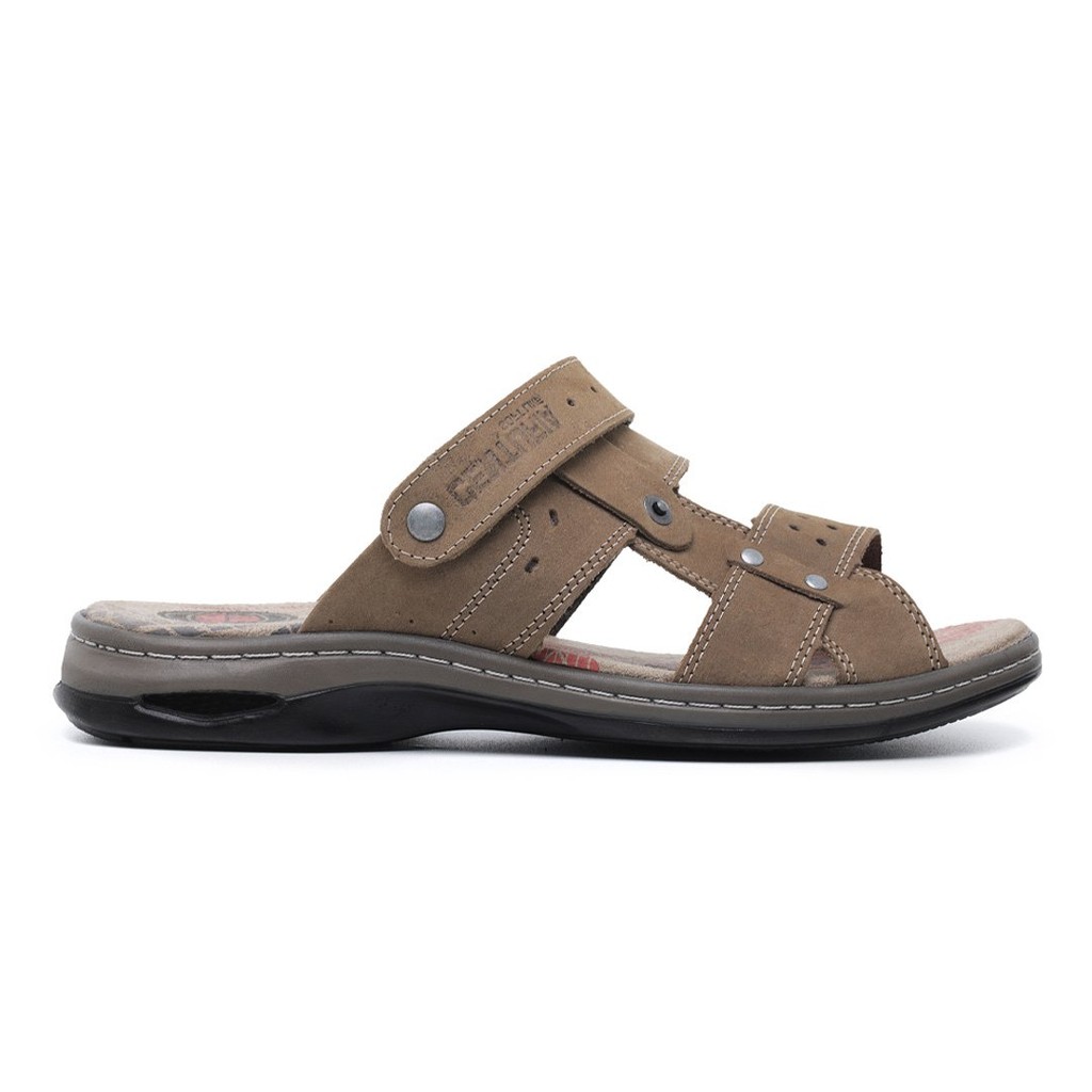 Sandália Anti Impacto Conforto Centuria Couro Cinza