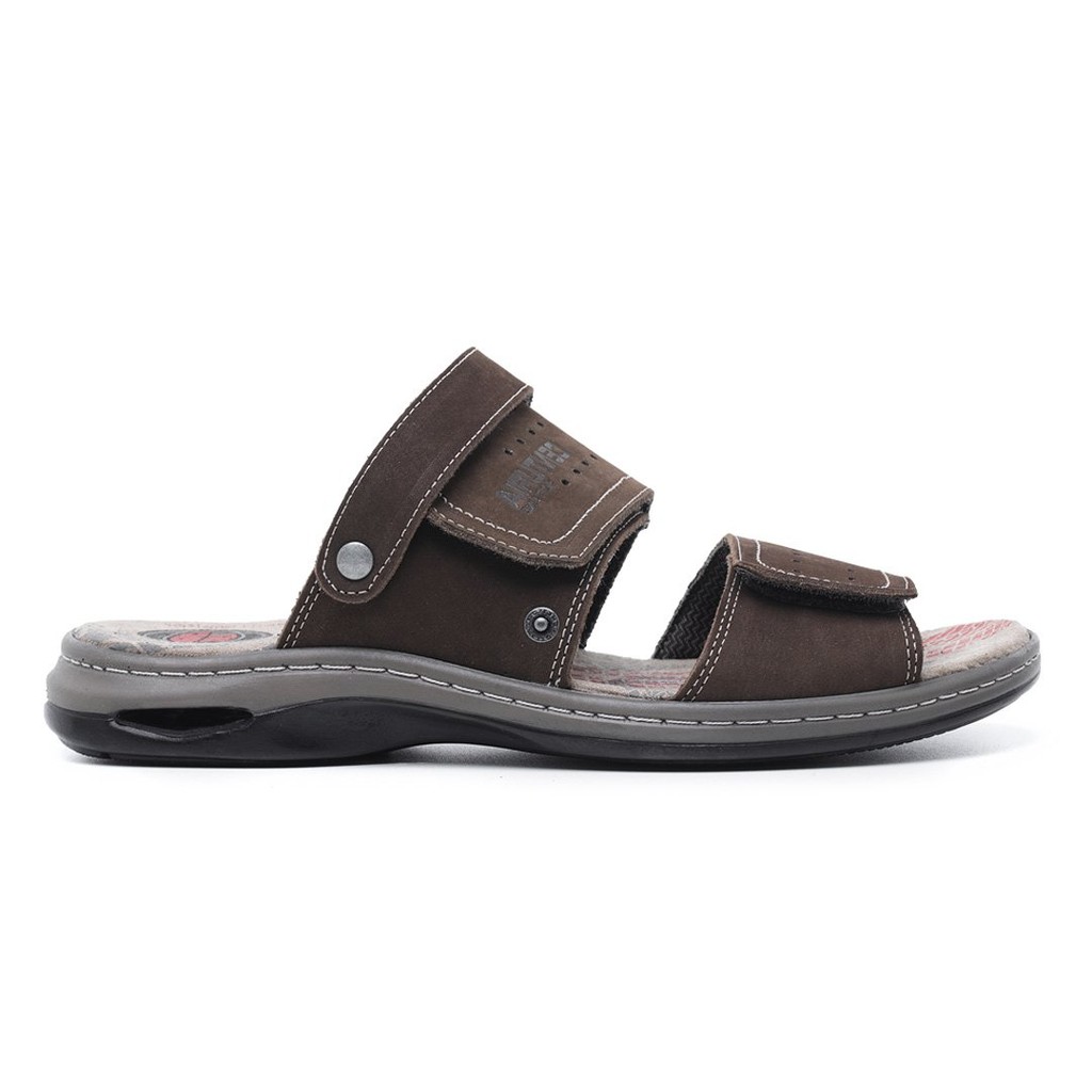 Sandália Anti Impacto Conforto Centuria Couro Marrom