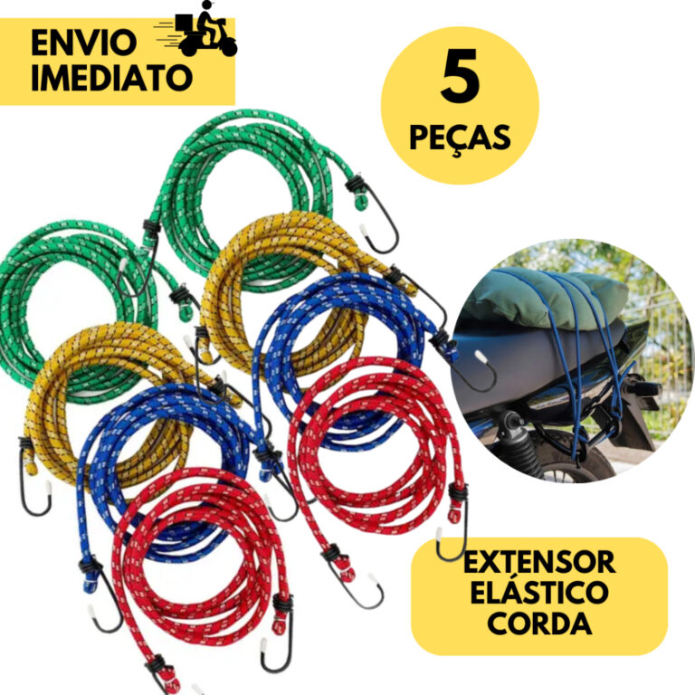 kit 5 Corda Elástica p/ Bagageiro com 2 Ganchos T
