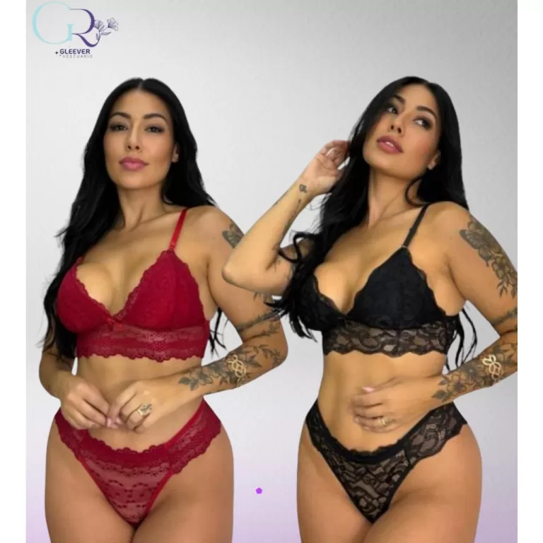 Kit 2 Conjunto Lingerie Renda Sem Bojo Feminino Mo