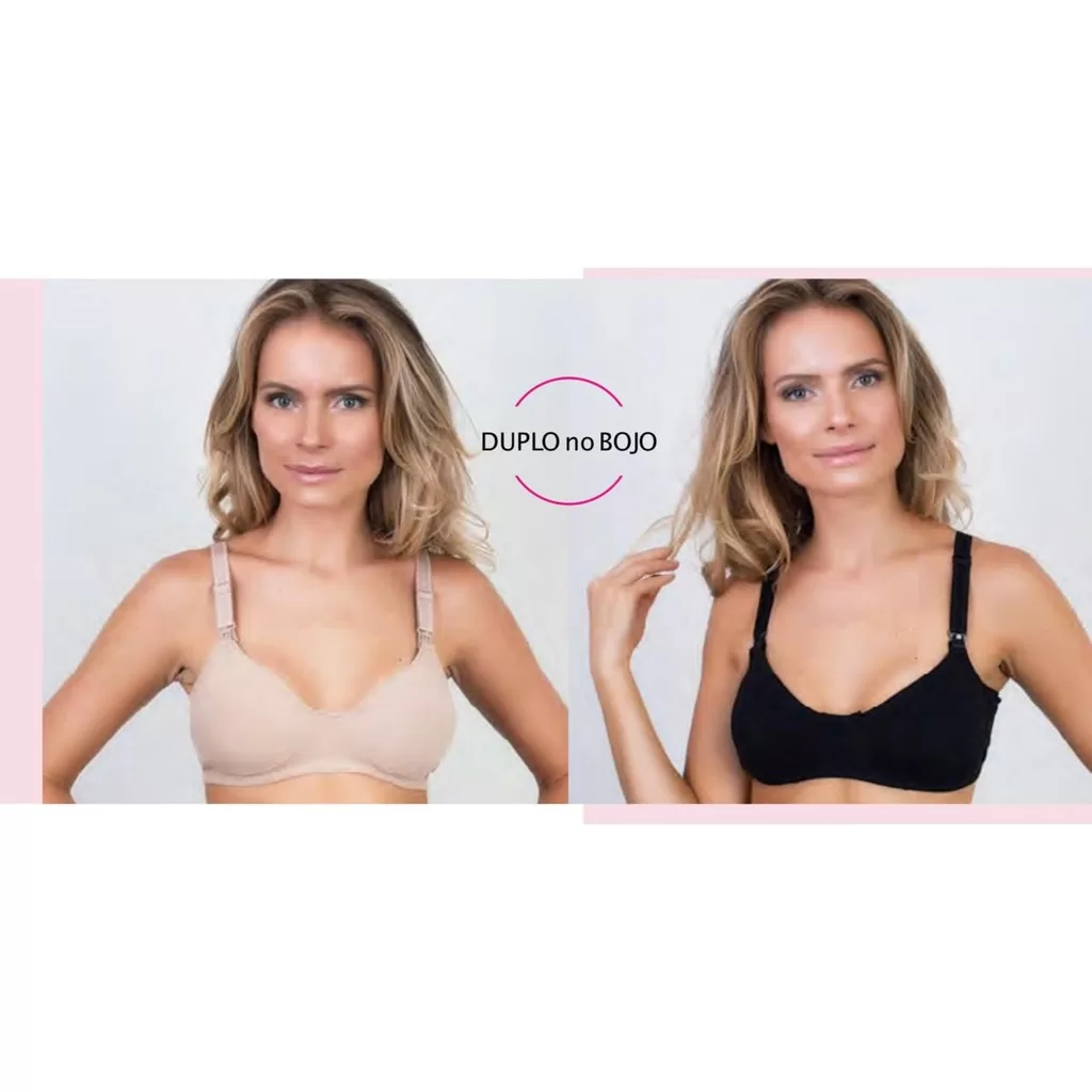Kit 2 Sutiã Cotton Amamentar Fecho Click Gestante Amamentação Maternidade