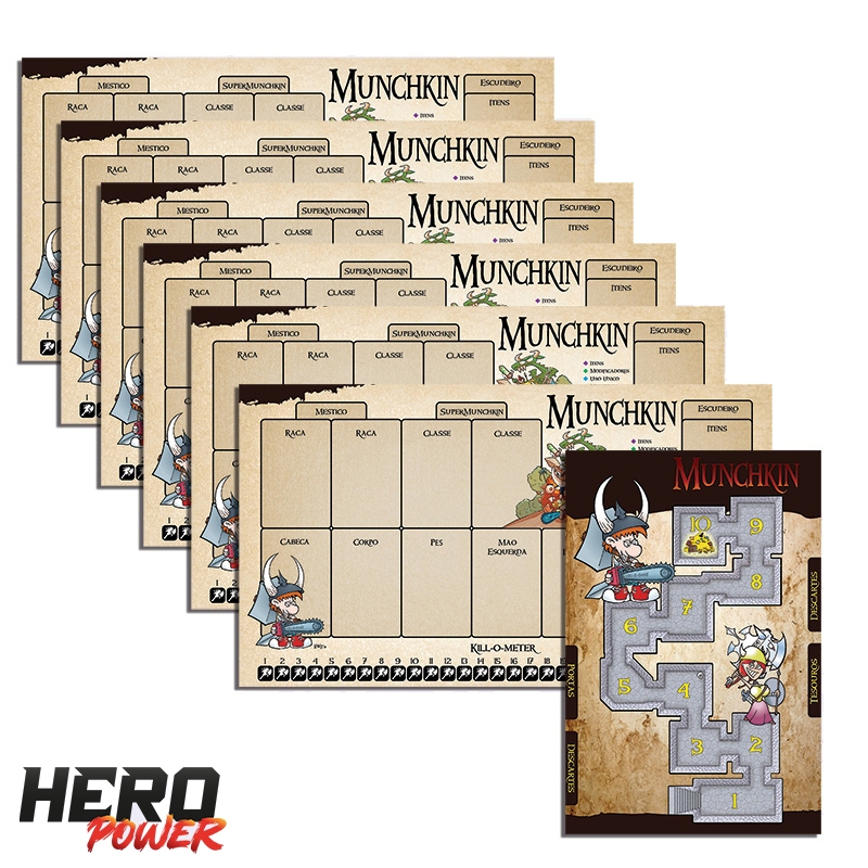 MunchKin Boardgame Playmat – Kit com 4 | 6 | 8 Jogadores + 1 Central Jogo