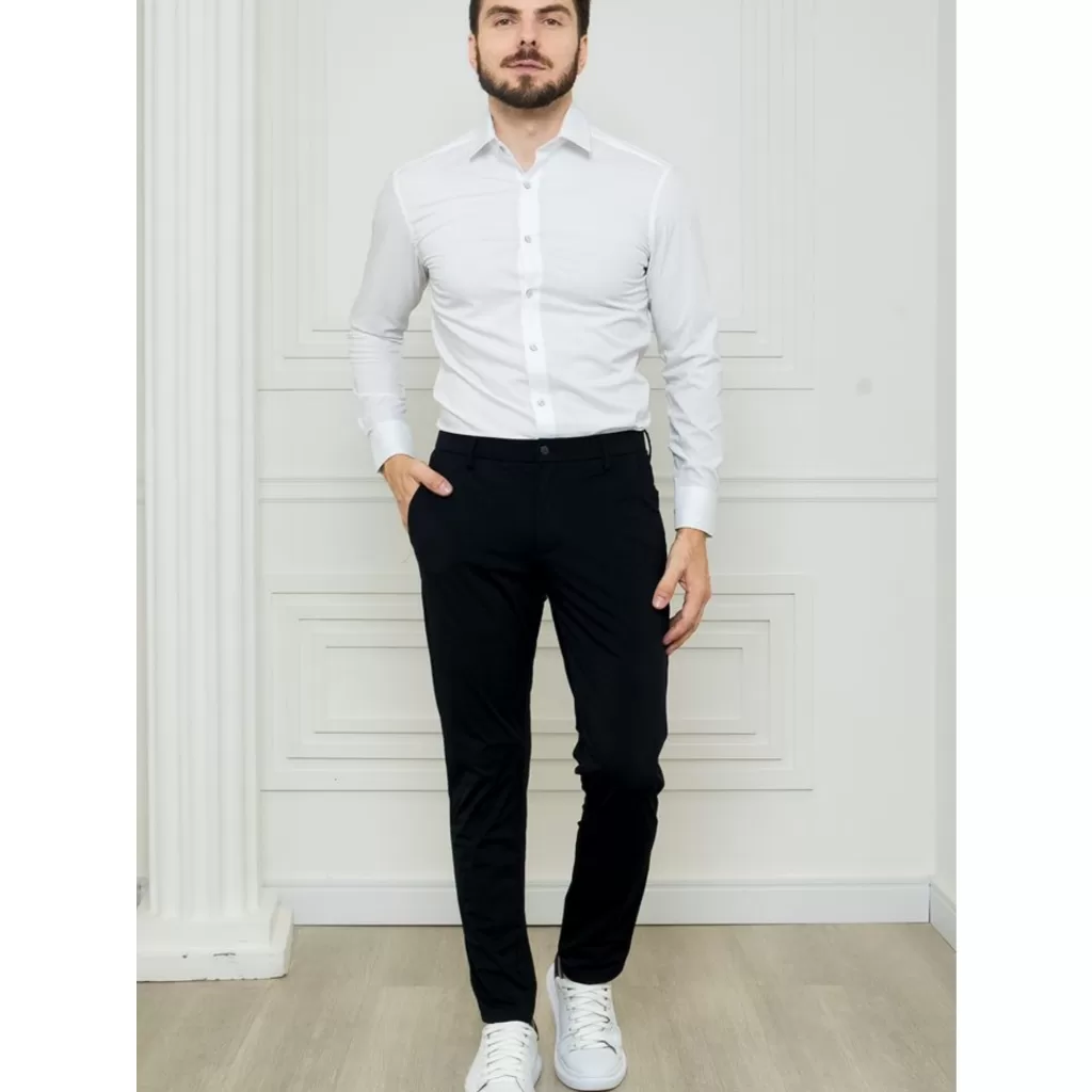 Calça Masculina Corte Reto Social Em Tectel