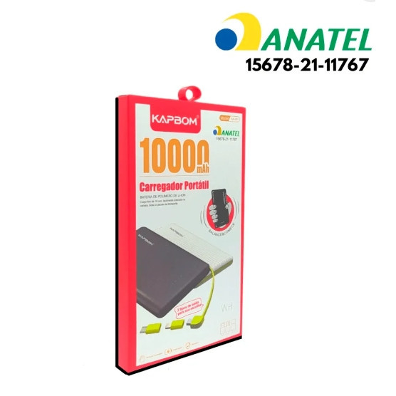 Carregador Portátil PowerBank 10000 mAh Kapbom KA