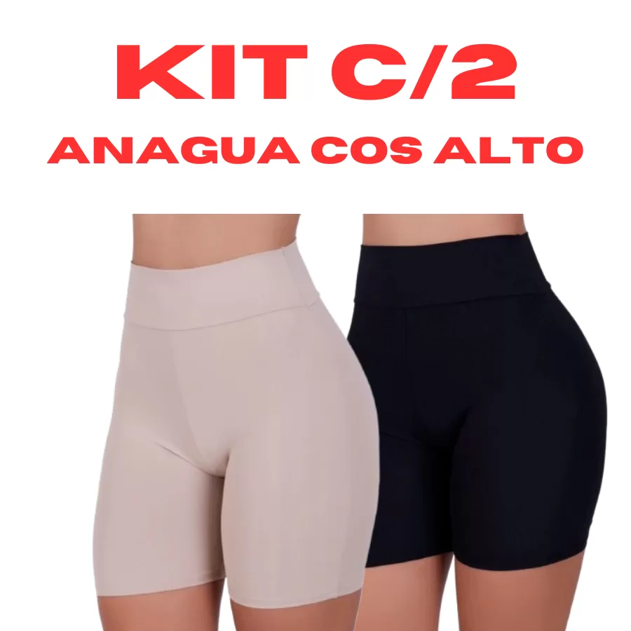 Kit 2 Short Anágua Modeladora Cintura Alta Segunda Pele Térmica Cos Alto Maternidade