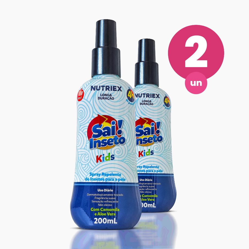 Kit 2 Repelente Infantil de Insetos Spray Sai Inseto Kids 4 Horas 200ml Nutriex