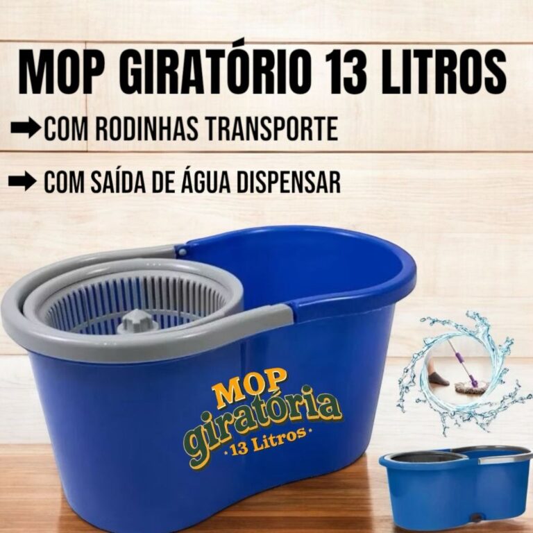 Esfregao MOP Giratorio 13 Litros Com Rodinhas e Sa